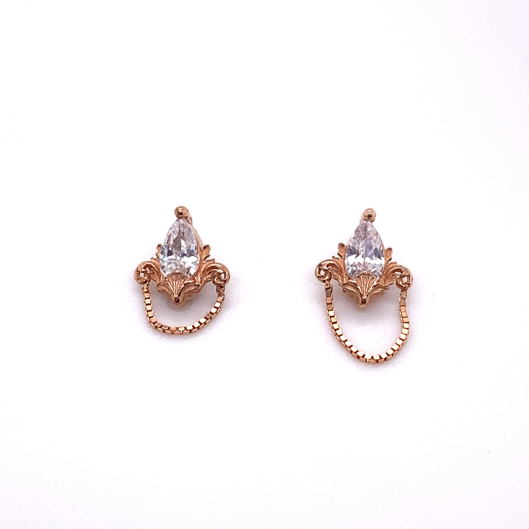 Awakening CZ with Chain 16g Threaded End 14k — AuAdore 14k gold threaded end