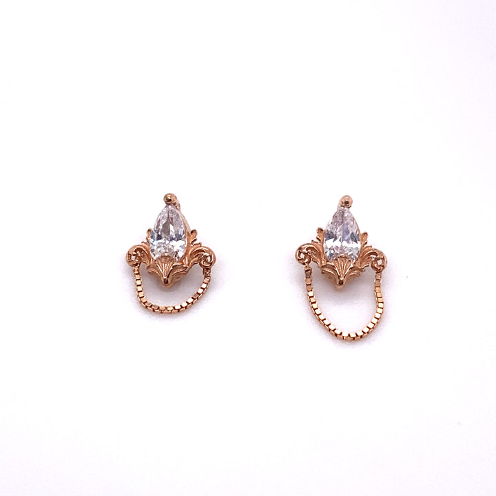 Awakening CZ with Chain 16g Threaded End 14k — AuAdore 14k gold threaded end