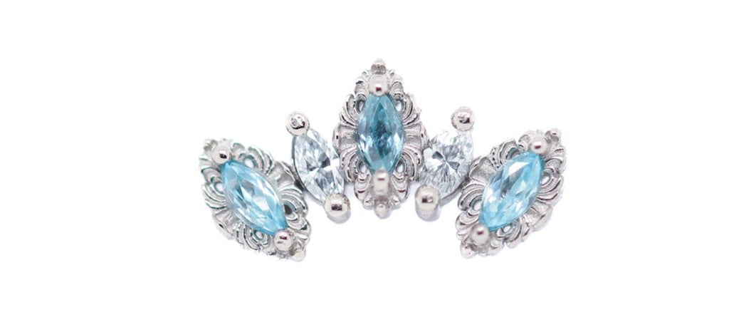 Monarchy Swiss Blue Topaz Threadless End Auadore 14k