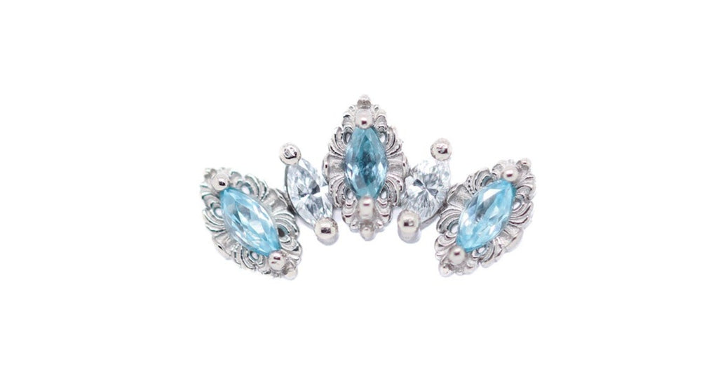 Monarchy Swiss Blue Topaz and Diamond Threadless End Auadore 14k