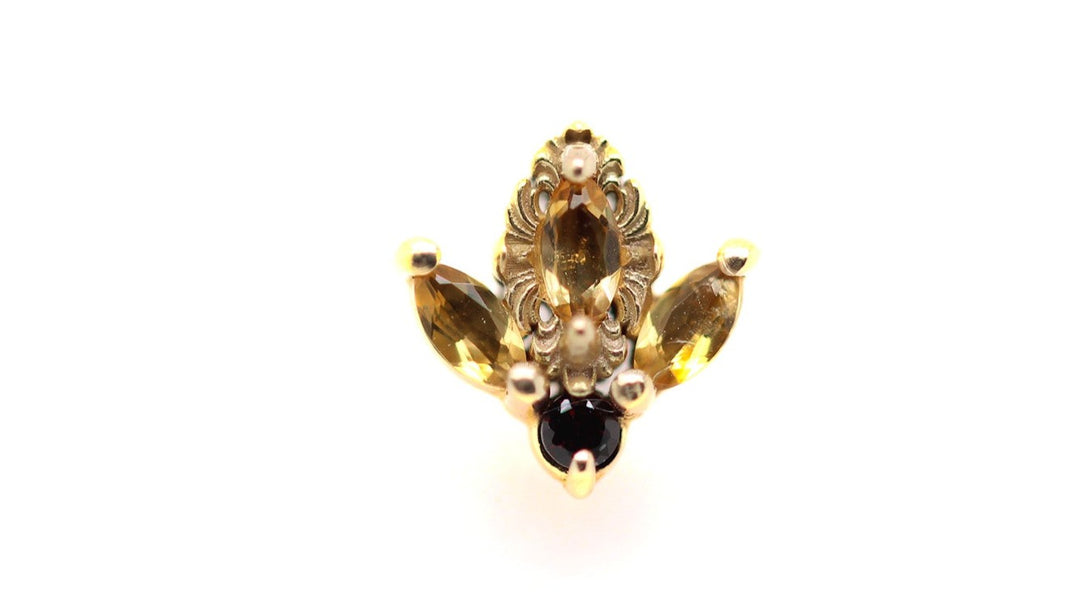 Versailles Citrine with Garnet Round End (T5) 14k — AuAdore 14k gold body jewelry