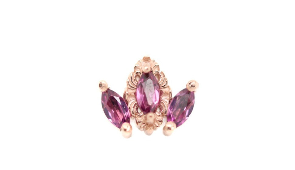 Rococo Genuine Pink Sapphire Threadless End Auadore 14k
