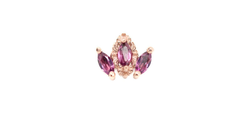 Rococo Garnet Center/Rubellite Threaded End Auadore 14k