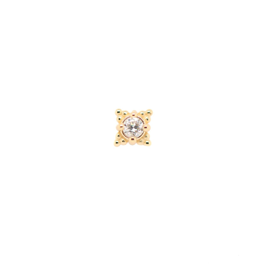 Reign White Diamond End 14k — AuAdore 14k gold body jewelry