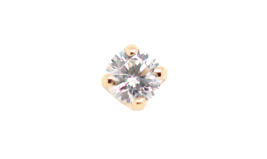 Gold Prong Set CZ Threadless End 14k — AuAdore 14k gold threadless end