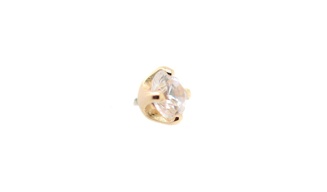 Gold Prong Set CZ Threadless End 14k — AuAdore 14k gold threadless end (view 2)