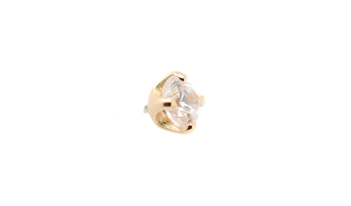 Gold Prong Set CZ Threadless End 14k — AuAdore 14k gold threadless end (view 2)