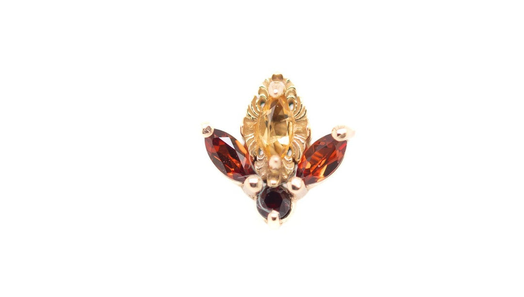 Versailles Citrine and Garnet Threadless End (T5) 14k — AuAdore 14k gold threadless end