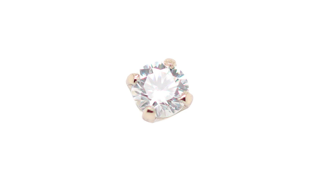 Gold Prong Set CZ Threadless End 14k — AuAdore 14k gold threadless end (view 3)
