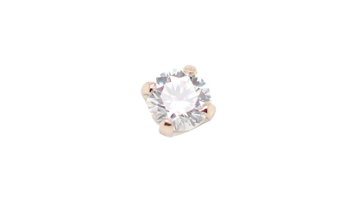 Gold Prong Set CZ Threadless End 14k — AuAdore 14k gold threadless end (view 3)