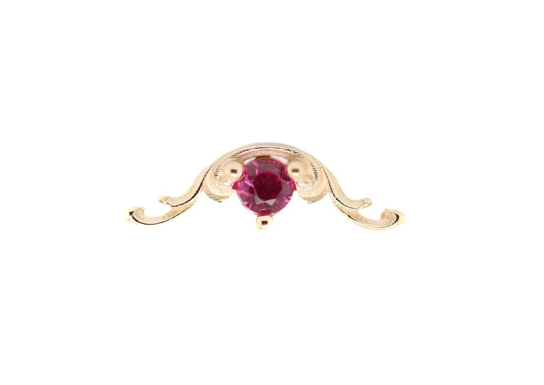 Bishop Lab Ruby End 14k (T7) — AuAdore 14k gold threadless end