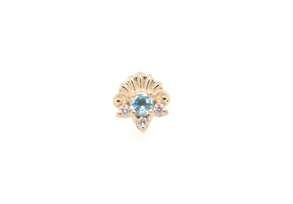 Lennox Swiss Blue Topaz and Diamond End Auadore 14k