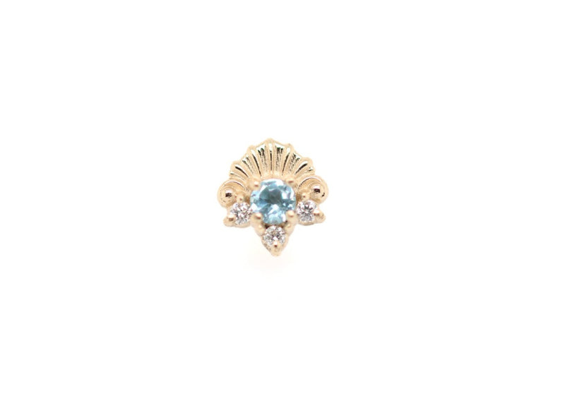 Lennox Swiss Blue Topaz and Diamond End Auadore 14k