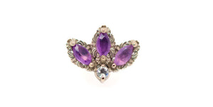 Auadore 14k The Vow Rubellite(L/R) Amethyst (C) Threaded End
