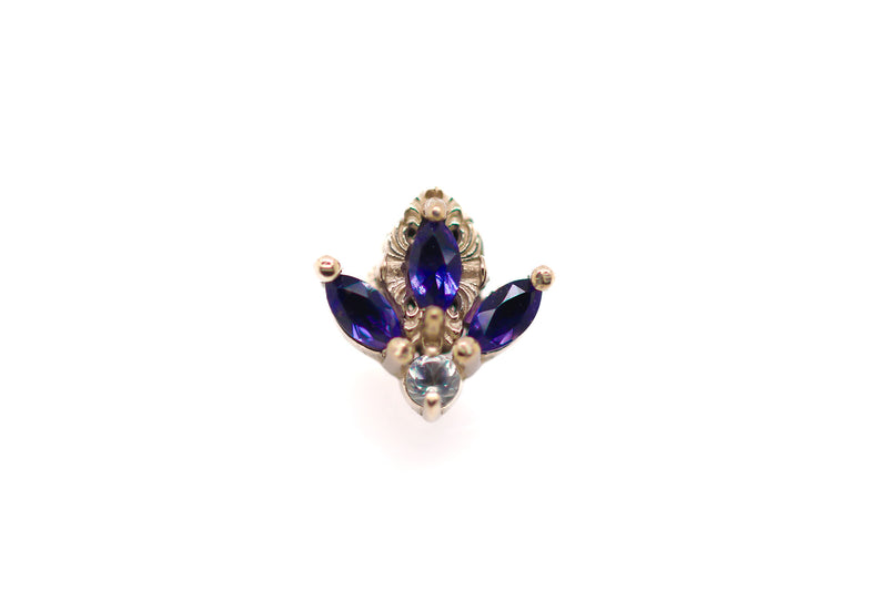 AuAdore 14k Versailles Iolite and Rainbow Moonstone Round End