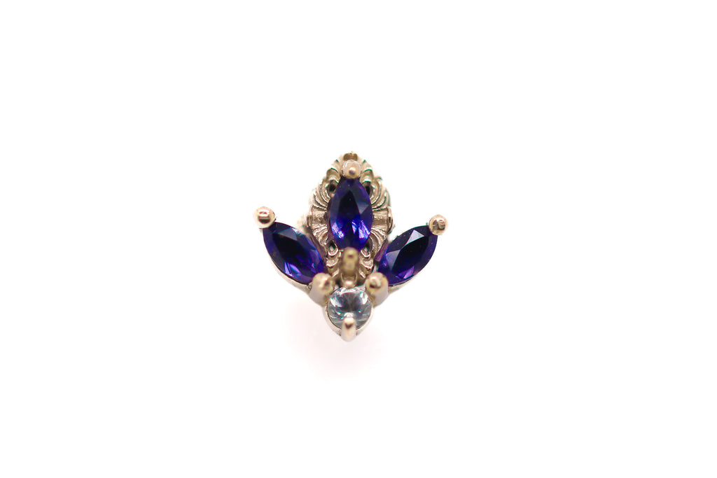 Auadore 14k Versailles Lab Blue Sapphire/Diamond Threaded End