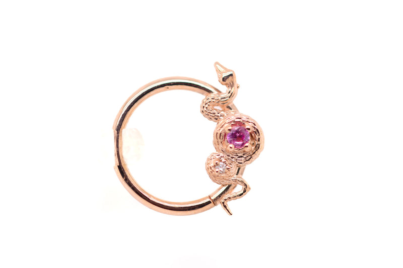 AuAdore 16g 14k Rebirth Lab Pink Sapphire and Diamond Ring