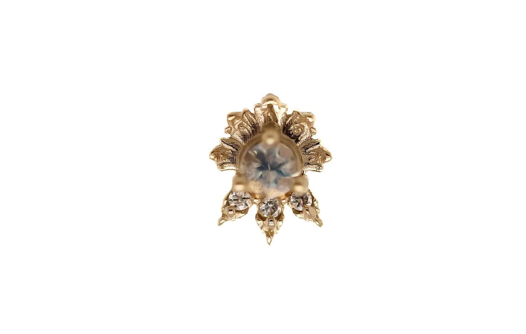 AuAdore Elara Moonstone and Diamond Threadless End 14K