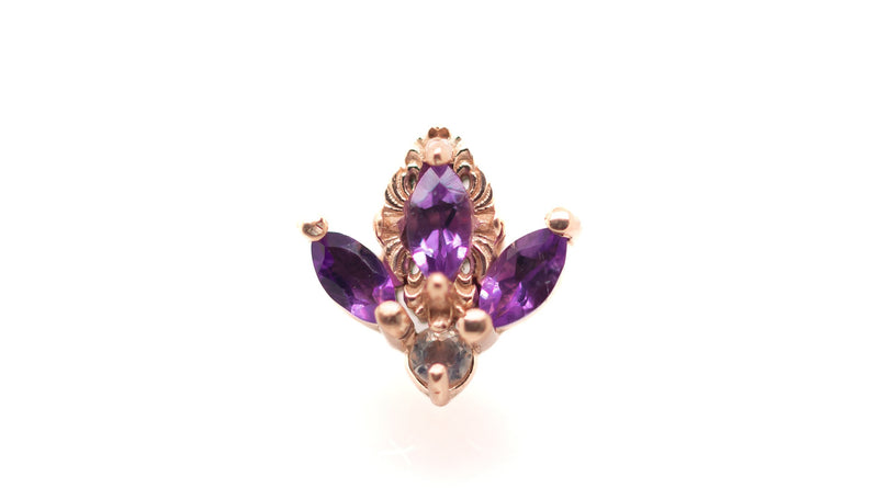 AuAdore 14k Versailles African Amethyst and Rainbow Moonstone Round End