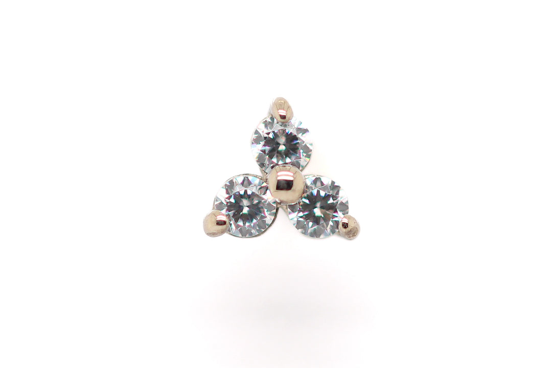 Trinity cz Threadless End 14k — AuAdore 14k gold threadless end (view 2)