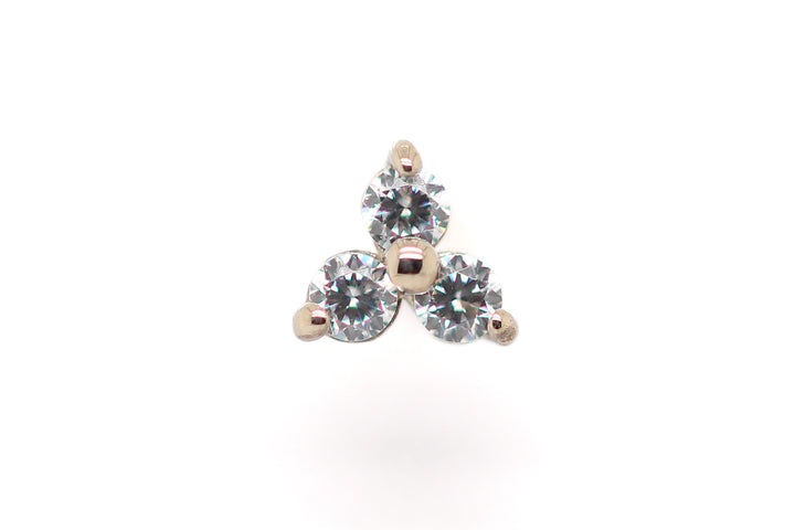Trinity cz Threadless End 14k — AuAdore 14k gold threadless end (view 2)