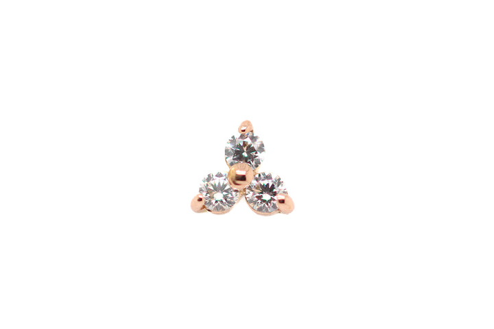 Trinity cz Threadless End 14k — AuAdore 14k gold threadless end