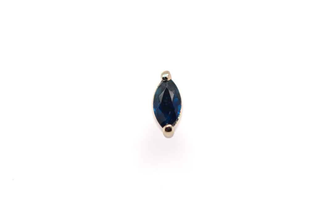 Lab Blue Sapphire Single Marquise Threadless End Auadore 14k