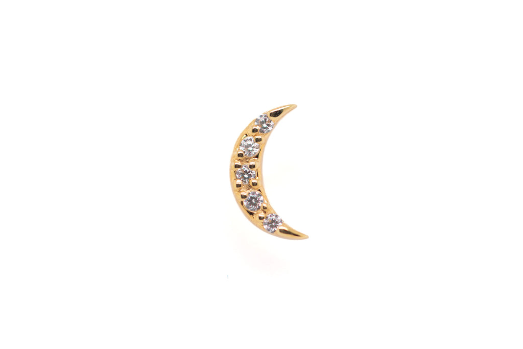 Lunar Deity CZ Threadless End Auadore 14k