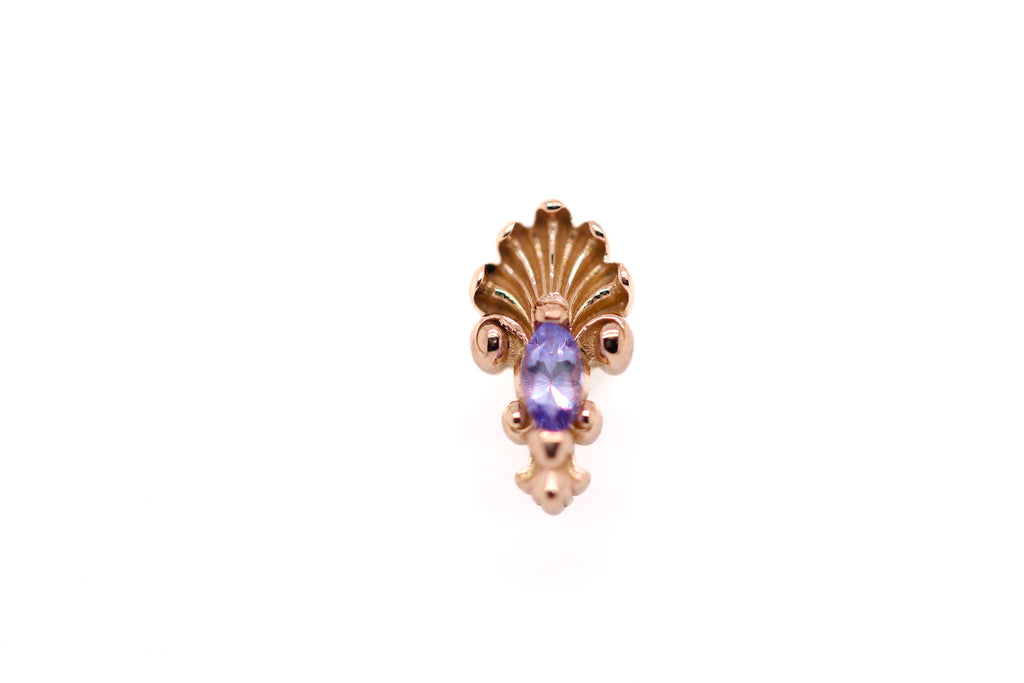 J.G.W. Amethyst Threadless End Auadore 14k