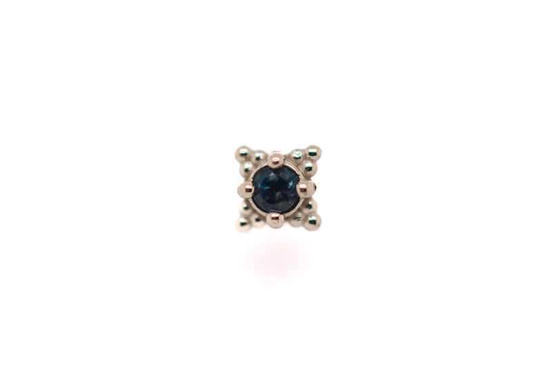 Reign London Blue Topaz Threadless End Auadore 14k