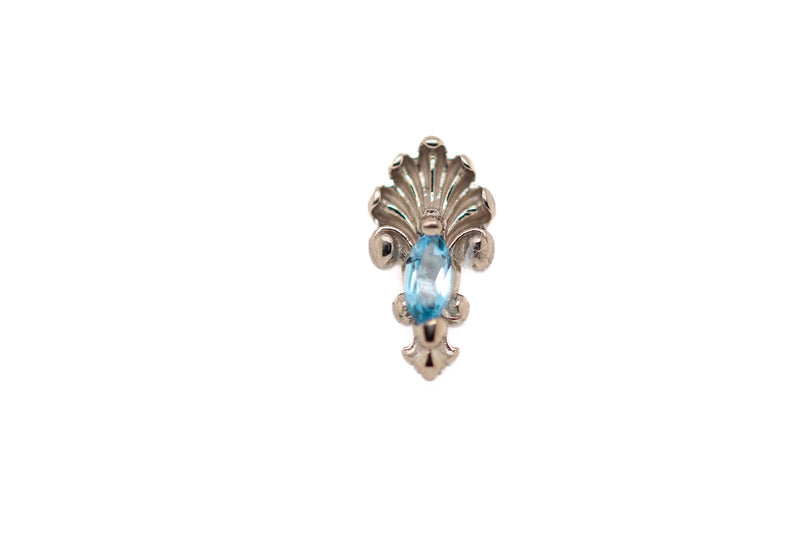 J.G.W. Swiss Blue Topaz Threadless End Auadore 14k