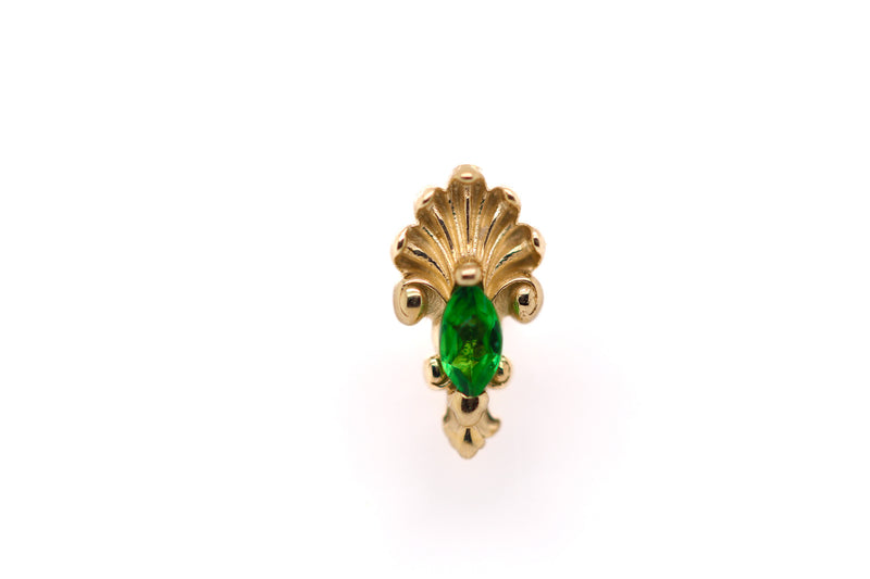 J.G.W. Tsavorite Threadless End Auadore 14k