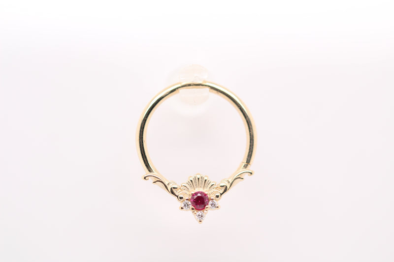 AuAdore 16g 14k Lennox Lab Ruby and Diamond Ring