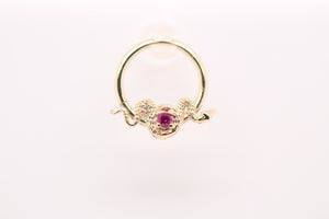 AuAdore 16g 14k Rebirth Lab Ruby and Diamond Ring