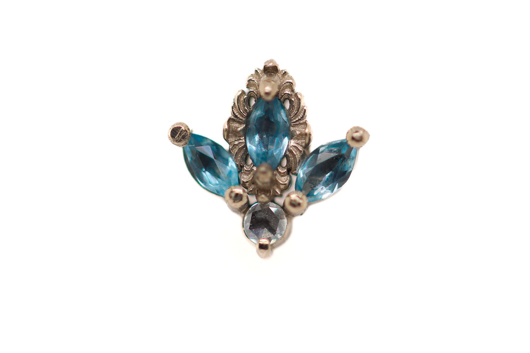Versailles Swiss Blue Topaz and Rose Cut DIA Threadless End (T5) — AuAdore threadless end
