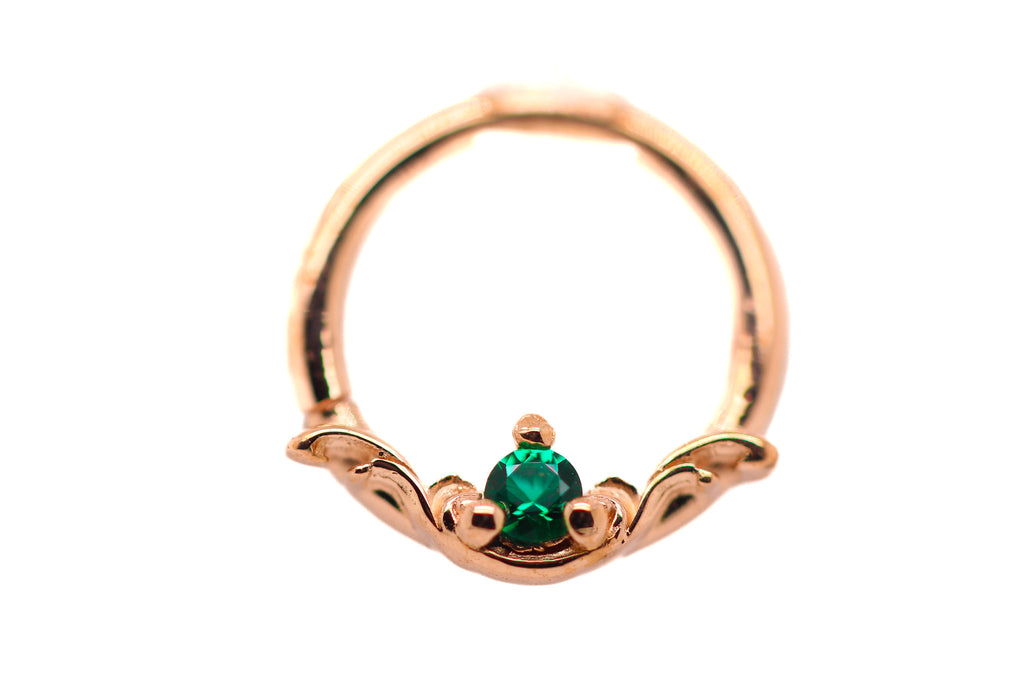 AuAdore 16g 14k Bishop Lab Emerald Ring