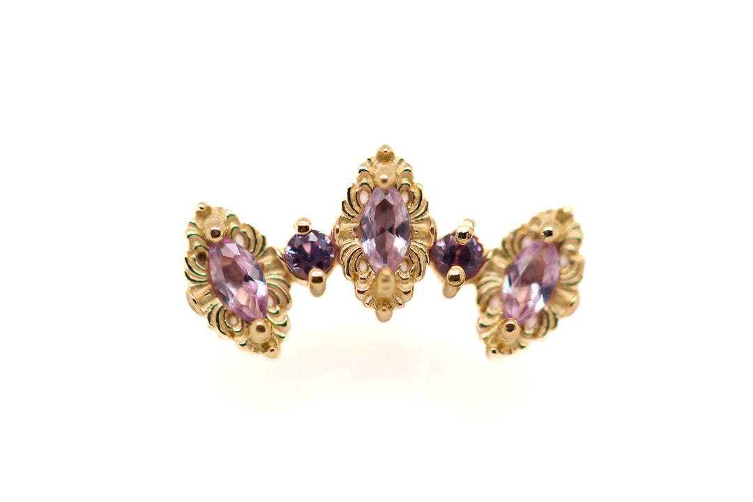 Majesty (C) Am (L/R) LabPnkSap (RND) LabPnkSap End 14k — AuAdore 14k gold body jewelry