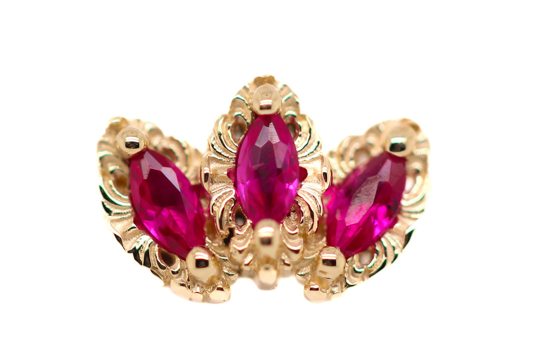 Baroque Lab Ruby 16g Threaded End 14k — AuAdore 14k gold threaded end