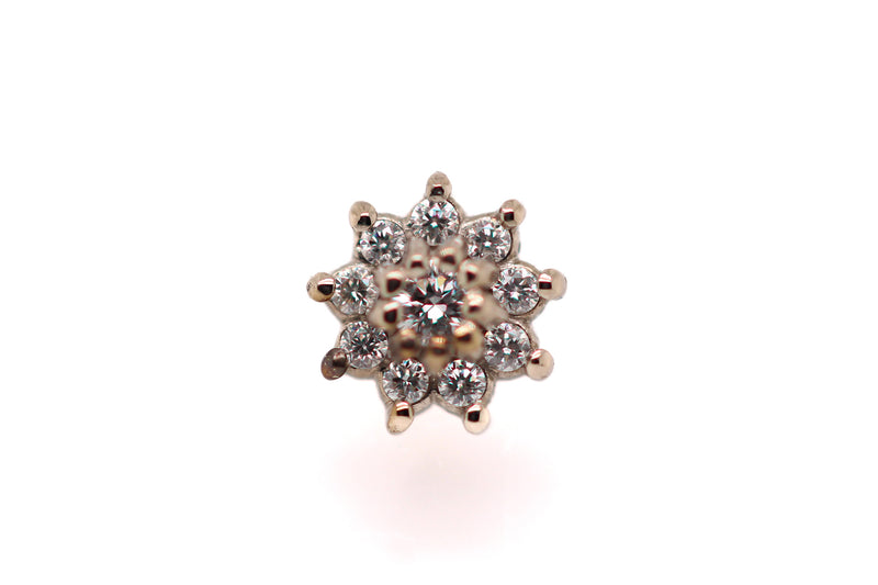 Mini Dahlia CZ Threadless End Auadore 14k