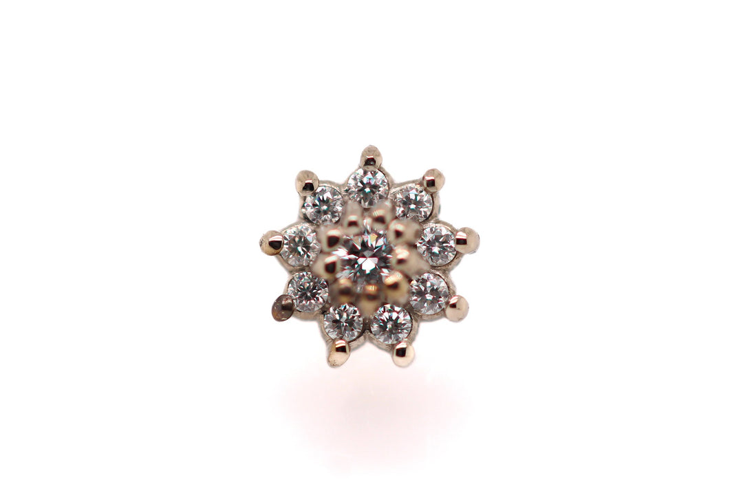 Mini Dahlia Diamond Threadless End 14k — AuAdore 14k gold threadless end (view 2)