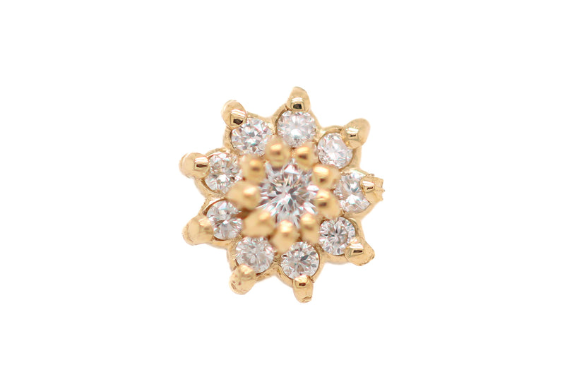 Dahlia CZ Threadless End Auadore 14k