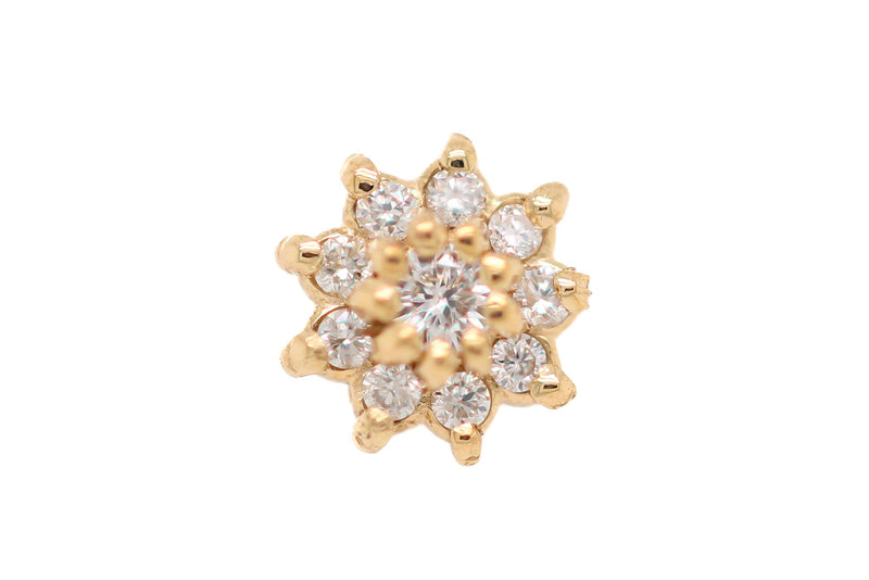 Mini Dahlia Diamond Threadless End Auadore 14k