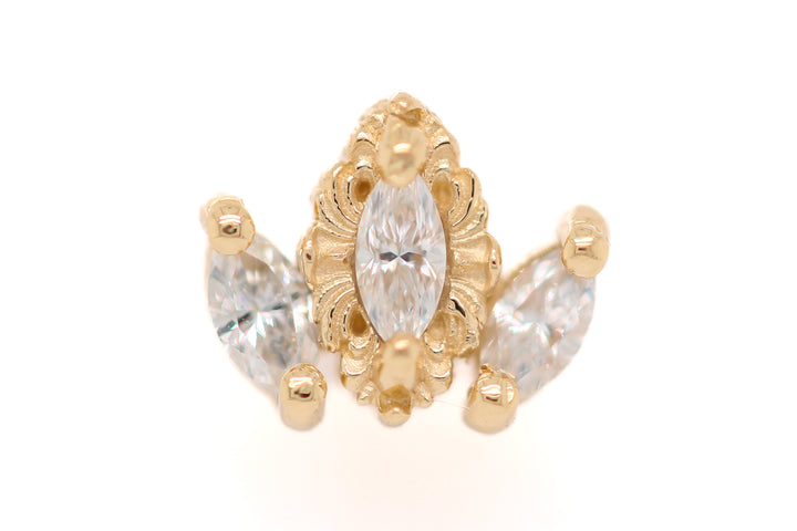 Rococo CZ Threadless End 14k — AuAdore 14k gold threadless end (view 2)