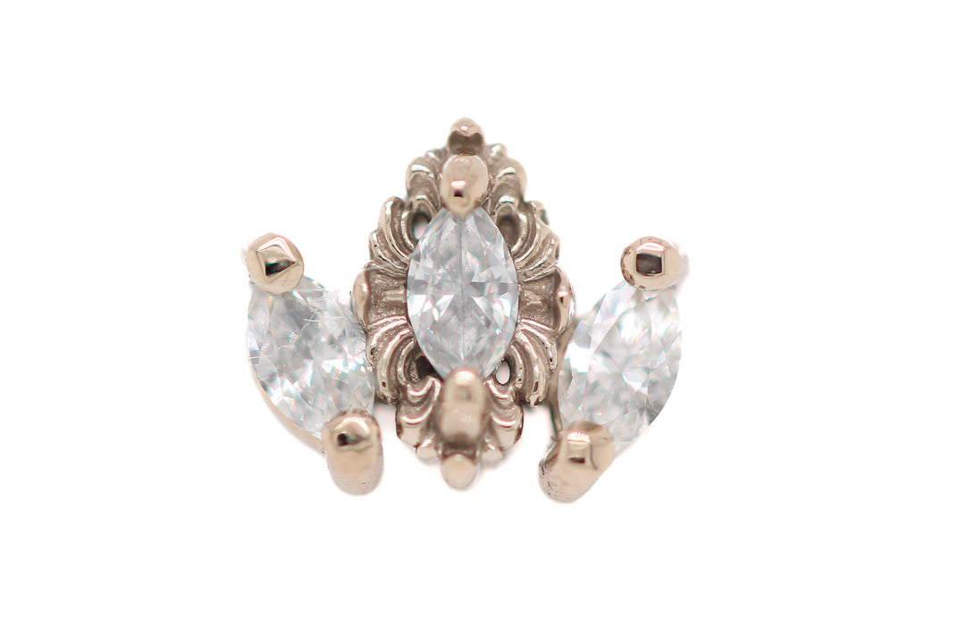 Rococo Diamond 16g TH End 14k (T5) — AuAdore 14k gold threaded end (view 2)