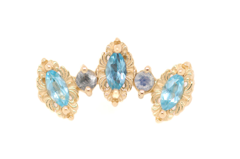 Majesty Opal and Diamond Threadless End Auadore 14k