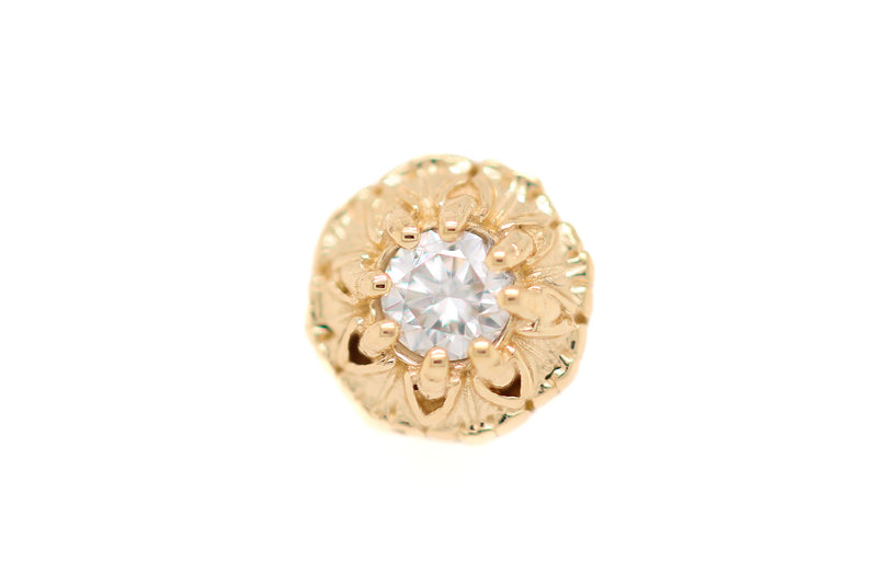 Rome CZ Threadless End Auadore 14k