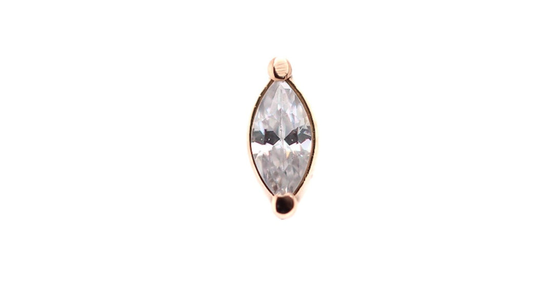 Single Marquise CZ Threadless End (T15) 14k — AuAdore 14k gold threadless end
