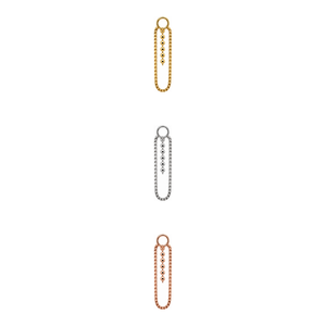 AuAdore Adoration Beaded Charm shown in 14k yellow gold, white gold, and rose gold on a white background.