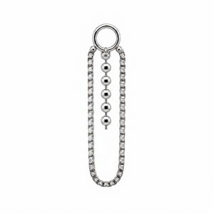 AuAdore Adoration Beaded Charm in polished 14k white gold on a white background.
