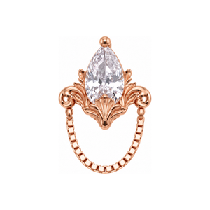 Awakening CZ with Chain 16g Threaded End 14k AuAdore — Rose Gold